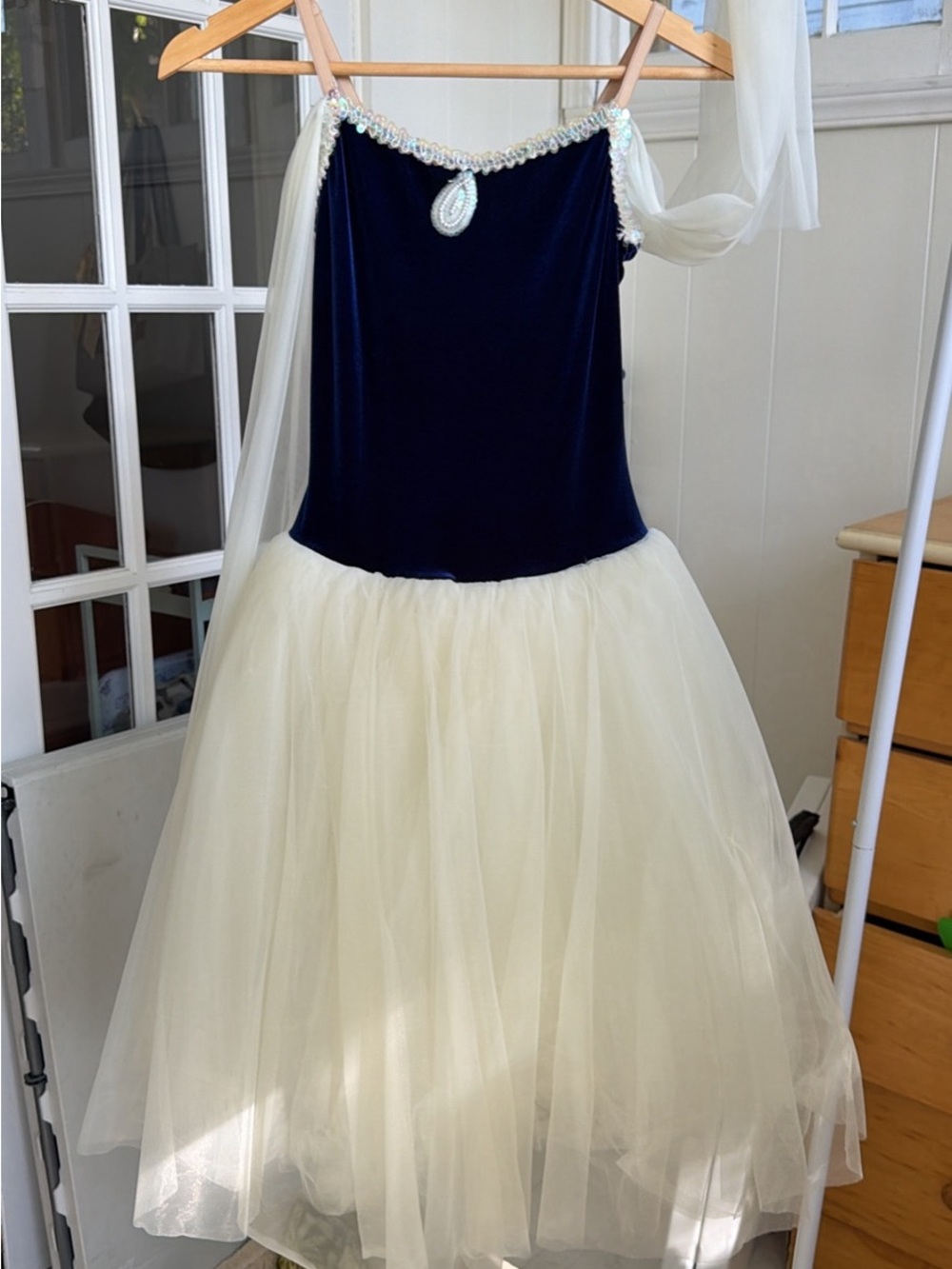 Girls Navy Blue and Cream Princess Tulle Costume Dress